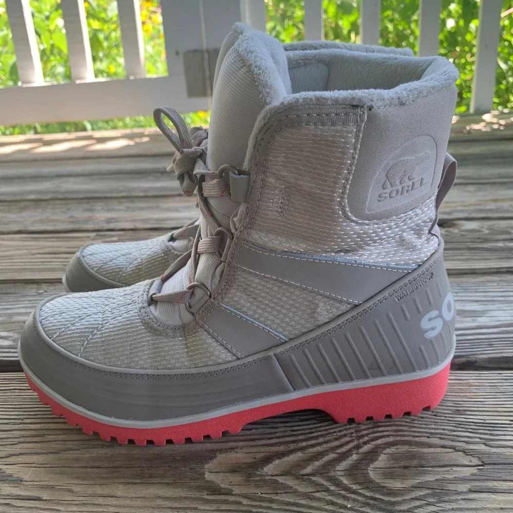 Sorel Tivoli II Womens 8 Gray Coral Waterproof Snow Boots Winter Cozy Outdoor